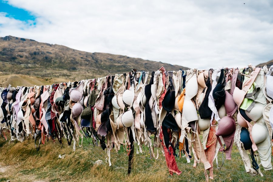 Bras on a line on mountain side